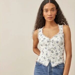 Reformation Brenda Linen Top